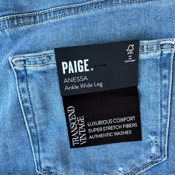 Paige Anessa Wide-Leg Ankle Jeans Helena Light Blue 27 - Picture 4 of 12